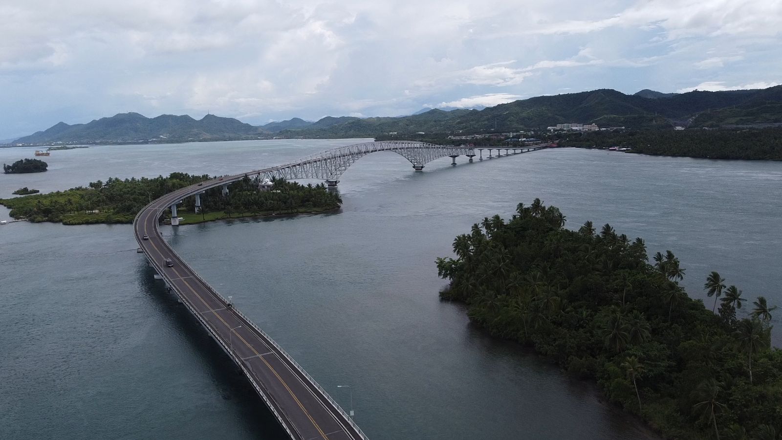 Aerial view of the San Juanico Bridge linking Samar and Leyte